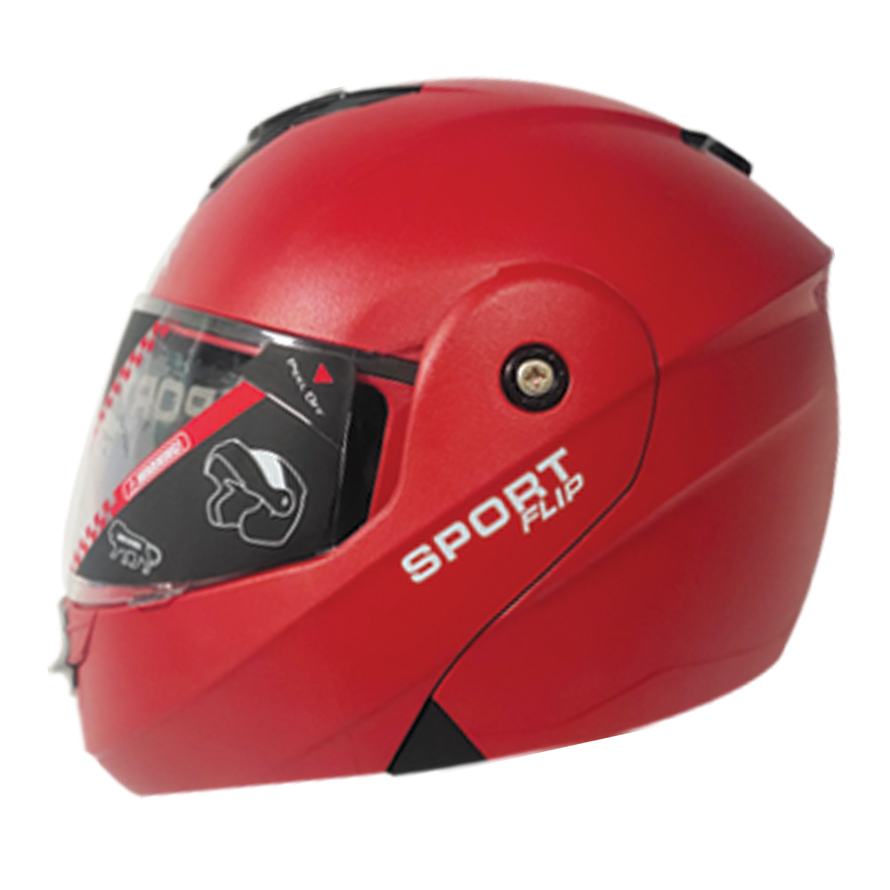Full-Face Flip Helmet Red  Durable and Comfortable Design